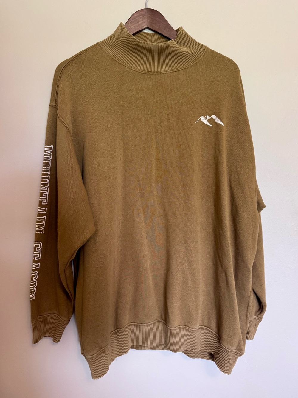 Aerie Mustard Yellow Mountain Logo Mock Neck Sweatshirt
